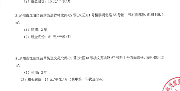 泸州昊成实业有限责任公司第三十三批次招商公告